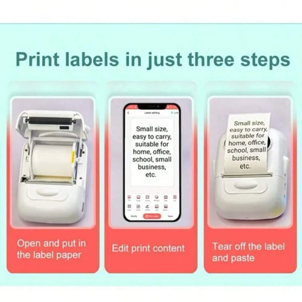White P50 label machine, mini thermal sticker barcode label printer without ink